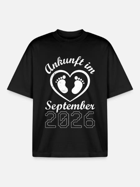 Expectant mother ARRIVAL IN SEPTEMBER 2026 - Boxy Heavyweight Unisex Organic T-Shirt by Stanley/Stella - black