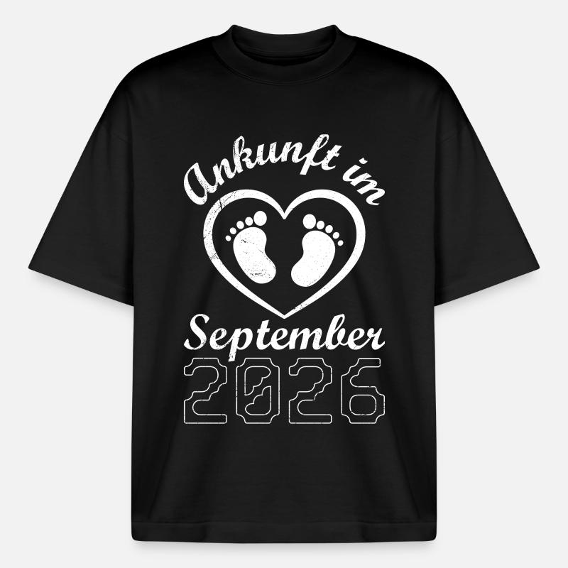 Werdende Mutter ANKUNFT IM SEPTEMBER 2026 - Boxy Heavyweight Unisex Organic T-Shirt von Stanley/Stella - Schwarz