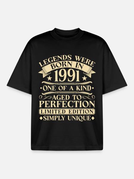 35ème Anniversaire Millésime 1991 - T-shirt unisexe boxy épais biologique Stanley/Stella - noir