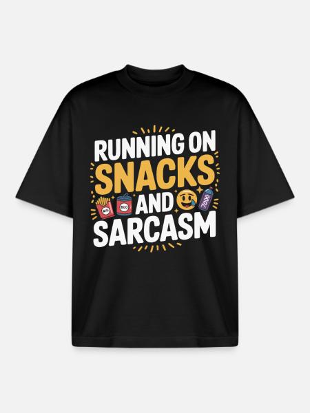 Running, snacks and sarcasm - Boxy Heavyweight Unisex Organic T-Shirt by Stanley/Stella - black