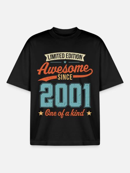 Awesome Since 2001 - Boxy Heavyweight Unisex Organic T-Shirt by Stanley/Stella - black