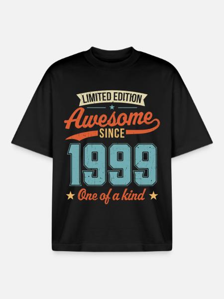 Awesome Since 1999 - Boxy Heavyweight Unisex Organic T-Shirt by Stanley/Stella - black