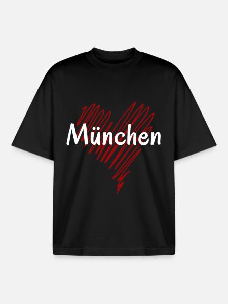 I love Munich, Munich Germany - Boxy Heavyweight Unisex Organic T-Shirt by Stanley/Stella - black