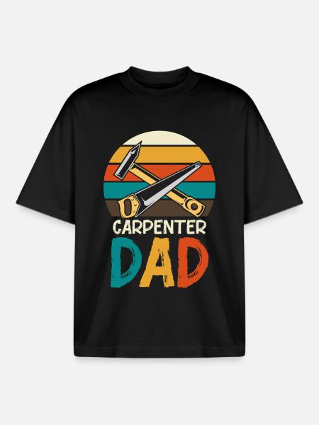 Carpenter Father Retro Tools - Boxy Heavyweight Unisex Organic T-Shirt by Stanley/Stella - black