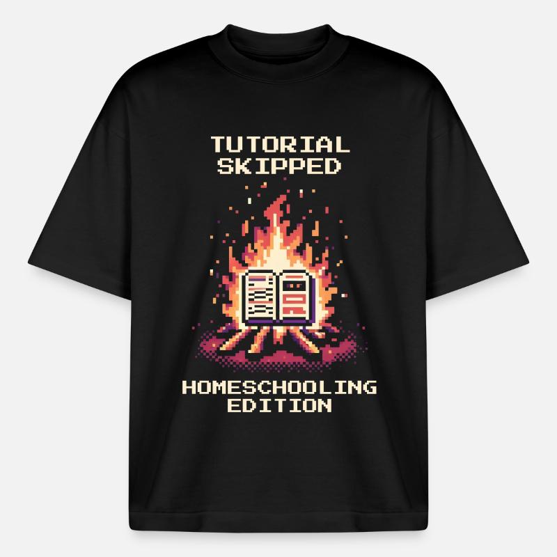 Tutorial übersprungen | Homeschooling Humor - Boxy Heavyweight Unisex Organic T-Shirt von Stanley/Stella - Schwarz