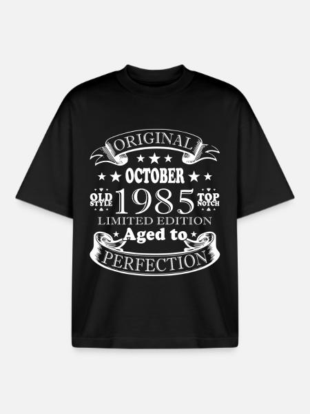 40th Birthday Legend October 1985 - Boxy Heavyweight Unisex Organic T-Shirt by Stanley/Stella - black