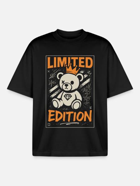 Limited Edition Teddybär Krone - Boxy Heavyweight Unisex Organic T-Shirt von Stanley/Stella - Schwarz
