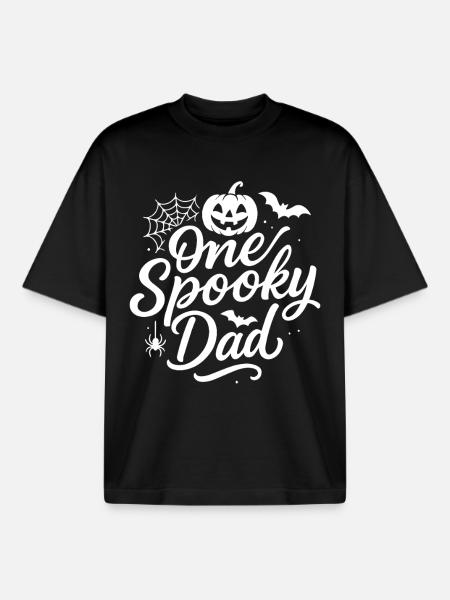 One Spooky Dad Halloween Costume Design - Boxy Heavyweight Unisex Organic T-Shirt by Stanley/Stella - black