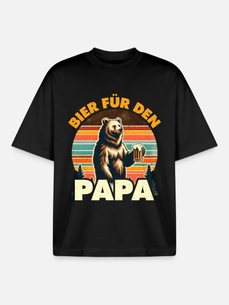 Father-to-be BEER FOR DAD Funny - Boxy Heavyweight Unisex Organic T-Shirt by Stanley/Stella - black