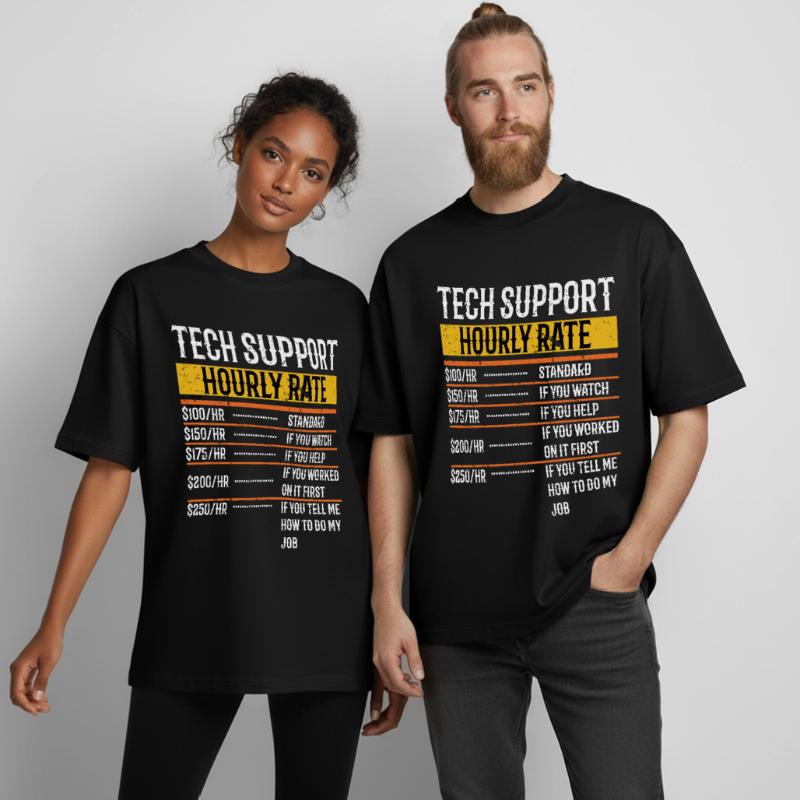 Tech Support Hourly Rate Programmer Technical Boxy Heavyweight Unisex Organic T-Shirt by Stanley/Stella