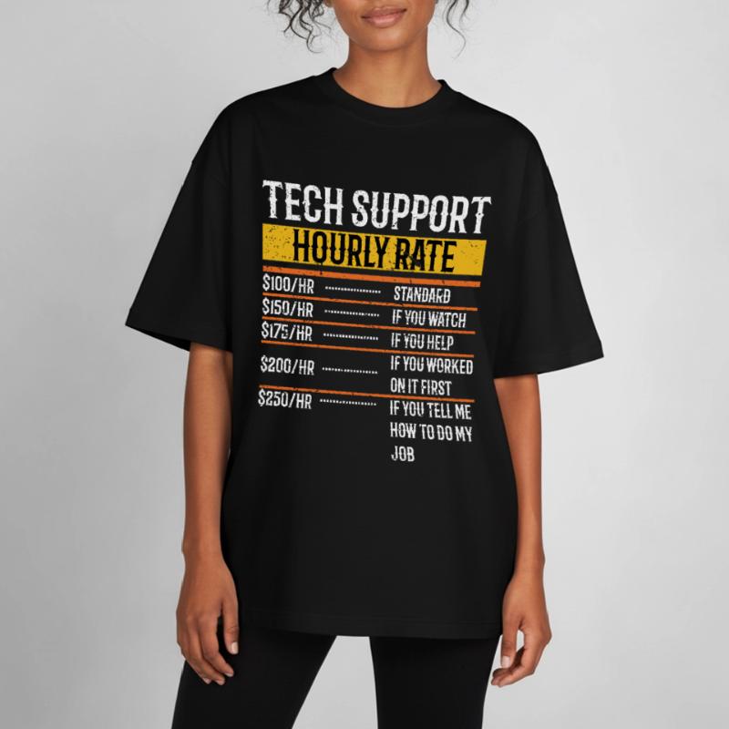 Tech Support Hourly Rate Programmer Technical Boxy Heavyweight Unisex Organic T-Shirt by Stanley/Stella