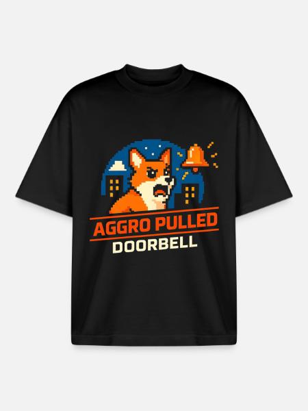 Aggro Drawn: Doorbell | Dog barks - Boxy Heavyweight Unisex Organic T-Shirt by Stanley/Stella - black