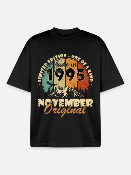 november 1995 birthday november 1995 - Boxy Heavyweight Unisex Organic T-Shirt by Stanley/Stella - black