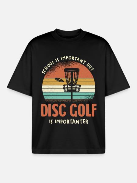 Retro Disc Golf Is Important - Boxy Heavyweight Unisex Organic T-Shirt by Stanley/Stella - black