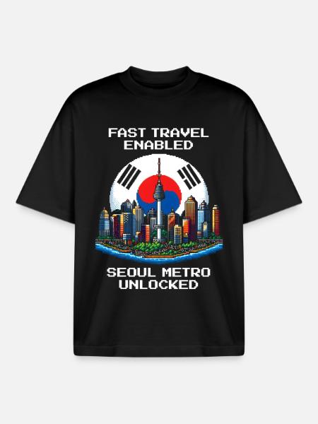 Fast travel active | Seoul Metro Unlocked - Boxy Heavyweight Unisex Organic T-Shirt by Stanley/Stella - black