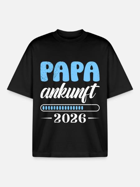 Dad-to-be DAD ARRIVAL 2026 Funny - Boxy Heavyweight Unisex Organic T-Shirt by Stanley/Stella - black