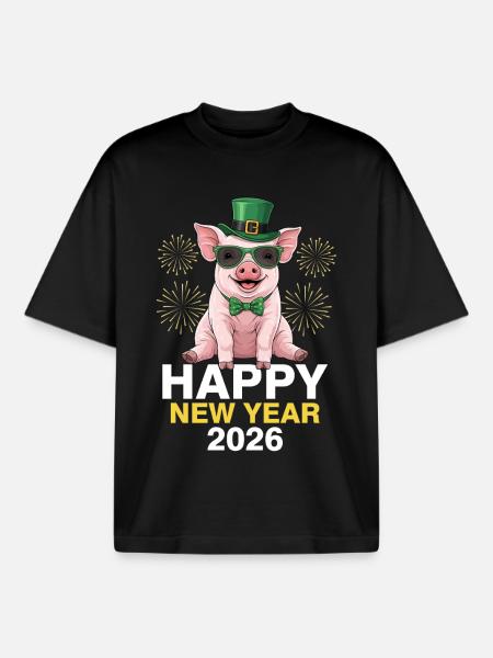 Happy New Year 2026 - Boxy Heavyweight Unisex Organic T-Shirt by Stanley/Stella - black