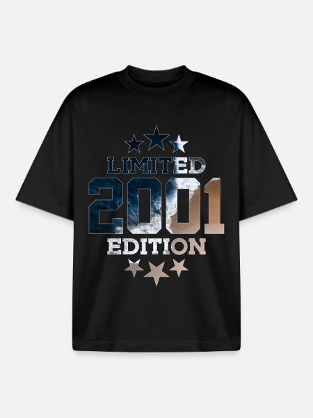 EDIZIONE LIMITATA 25° COMPLEANNO 2001 - T-shirt unisex boxy pesante biologica di Stanley/Stella - nero