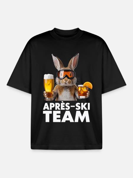 Après-ski bunny team - Boxy Heavyweight Unisex Organic T-Shirt by Stanley/Stella - black