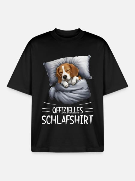 Official Sleep Shirt Beagle Dog - Boxy Heavyweight Unisex Organic T-Shirt by Stanley/Stella - black