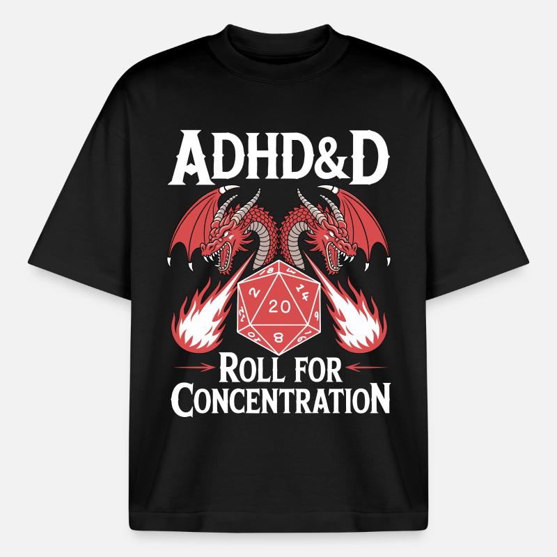Roll for concentration ADHD - Boxy Heavyweight Unisex Organic T-Shirt by Stanley/Stella - black