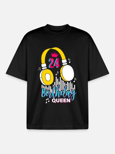 Birthday Queen 24th Birthday - Boxy Heavyweight Unisex Organic T-Shirt by Stanley/Stella - black
