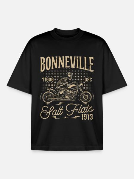 Bonneville Salt Flats Motorfiets Verjaardag 1913 - Unisex boxy heavyweight biologisch T-shirt Stanley/Stella - zwart