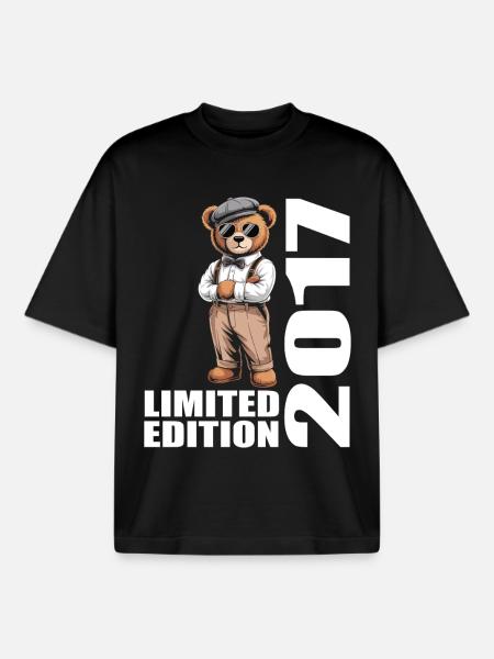 2017 Édition Limitée Ours Anniversaire 2017 - T-shirt unisexe boxy épais biologique Stanley/Stella - noir