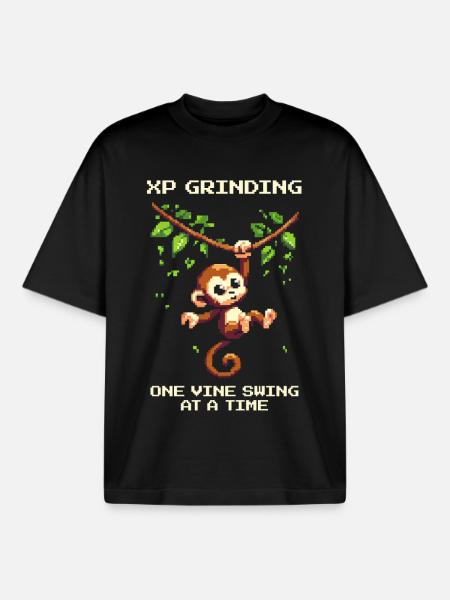 XP Grind: Liana Lianalle | Tasoitus, Viidakko - Unisex boxy raskas T-paita luomupuuvillasta Stanley/Stellalta - musta