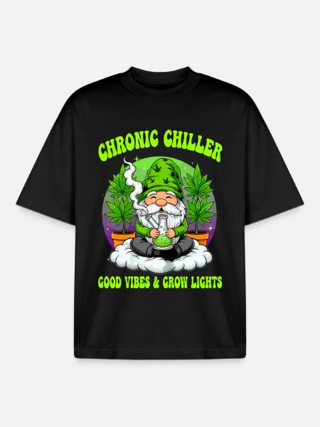 Cannabis Gnome - Bong Gnome 420 - Boxy Heavyweight Unisex Organic T-Shirt by Stanley/Stella - black