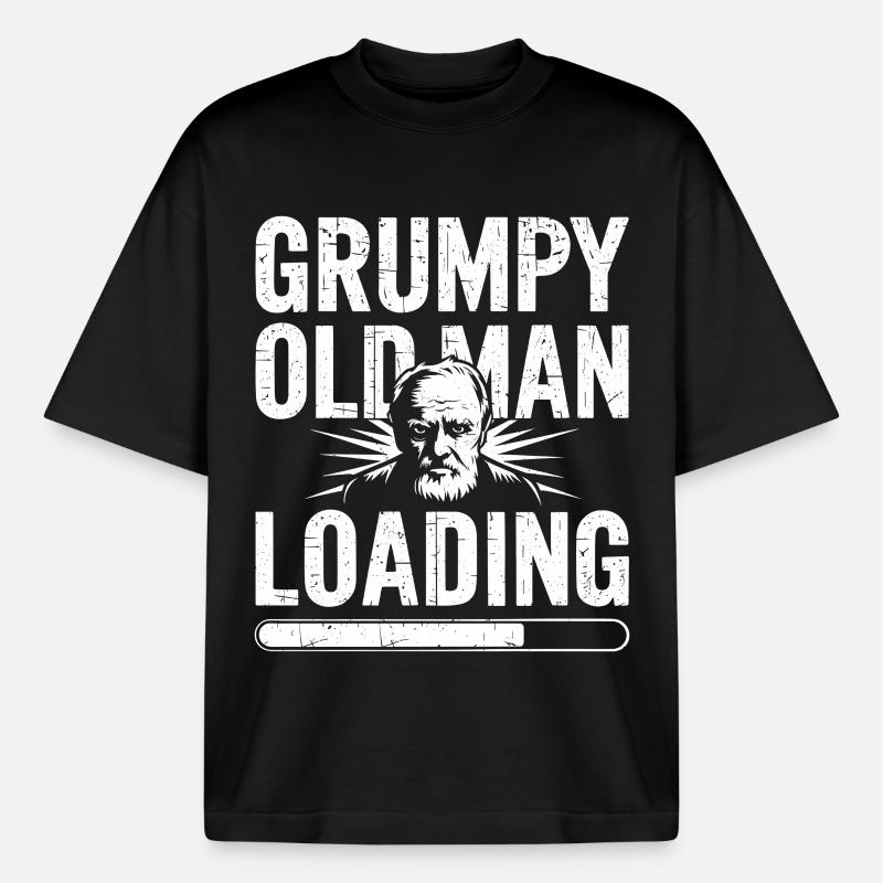 GrumpyOldMan Loading Bar - Heavyweight Boxy Unisex T-Shirt by Stanley/Stella - black