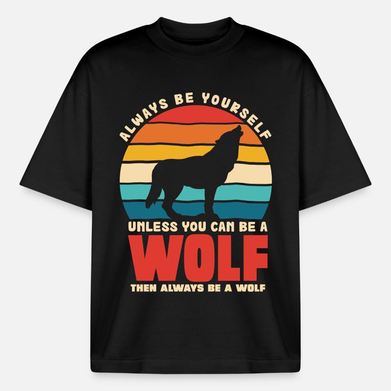 Wolfsruf: Sei Immer Du Selbst - Boxy Heavyweight Unisex Organic T-Shirt von Stanley/Stella - Schwarz