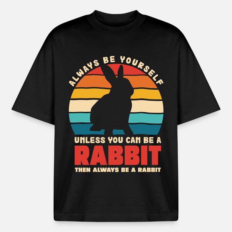 Retro Hasen Spruch Sei Du Selbst - Boxy Heavyweight Unisex Organic T-Shirt von Stanley/Stella - Schwarz