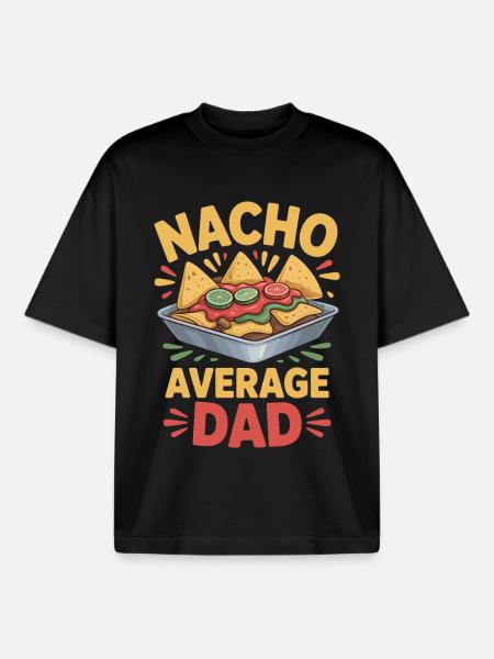 Nacho Average Dad Funny Design - T-shirt unisexe boxy épais biologique Stanley/Stella - noir