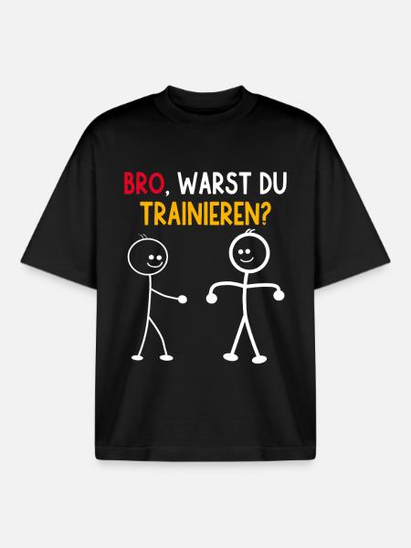 Strichmännchen WARST DU TRAINIEREN LUSTIG - Boxy Heavyweight Unisex Organic T-Shirt von Stanley/Stella - Schwarz