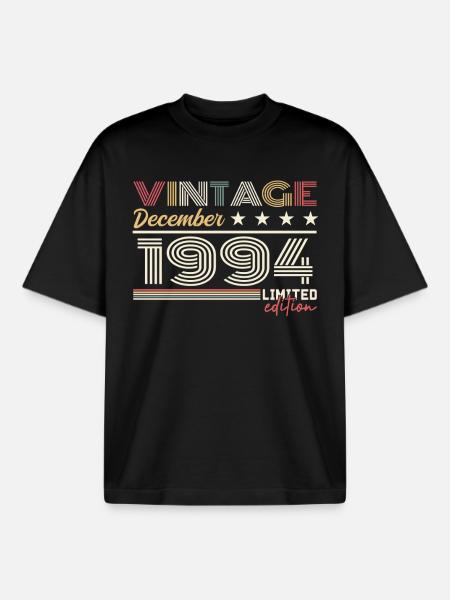 December 1994 Gift - Boxy Heavyweight Unisex Organic T-Shirt by Stanley/Stella - black
