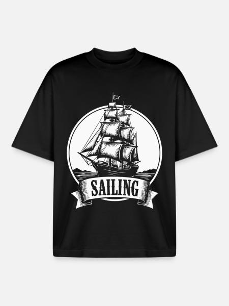 Sailing Sailing Ship Maritim Ahoy - Boxy Heavyweight Unisex Organic T-Shirt by Stanley/Stella - black
