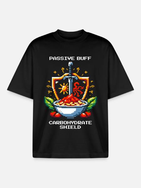 Carbohydrate Shield | Gamer Humor - Boxy Heavyweight Unisex Organic T-Shirt by Stanley/Stella - black