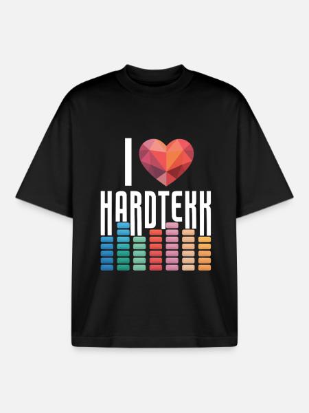 I Love Hardtekk Tekke East Germany - Boxy Heavyweight Unisex Organic T-Shirt by Stanley/Stella - black