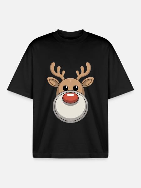Reindeer Ugly Christmas - Boxy Heavyweight Unisex Organic T-Shirt by Stanley/Stella - black