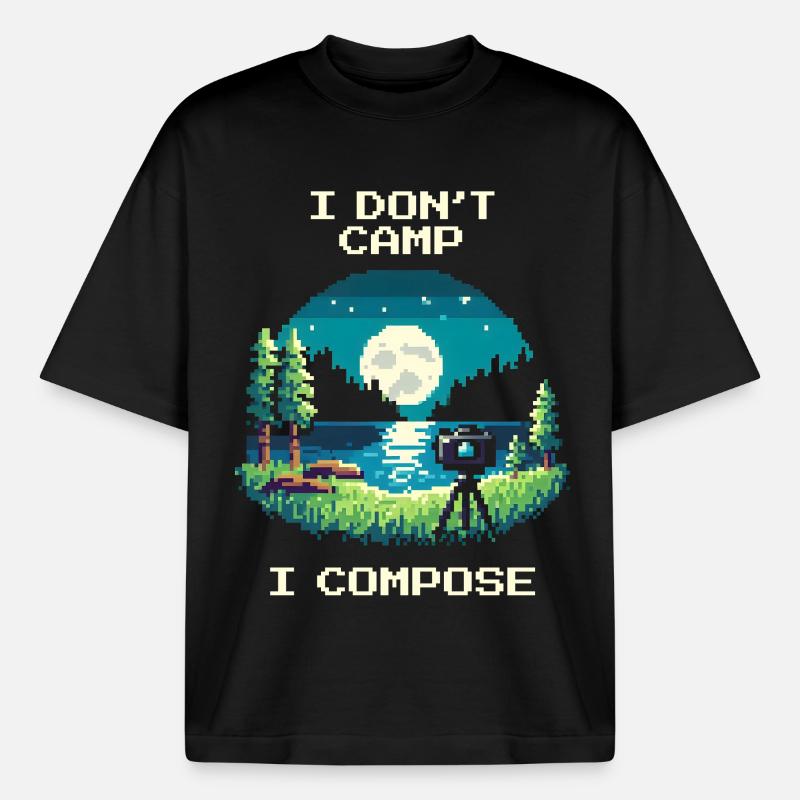I don't camp, I compose | Composition - Boxy Heavyweight Unisex Organic T-Shirt by Stanley/Stella - black