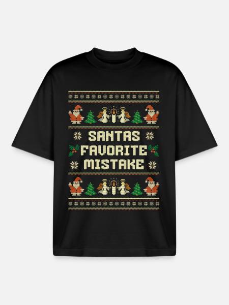 Santa's Favorite Mistake – funny ugly Christmas - Boxy Heavyweight Unisex Organic T-Shirt by Stanley/Stella - black