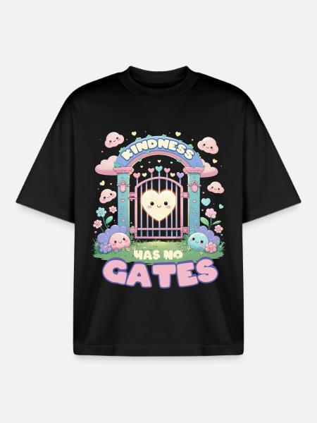 Humanity Equality Kindness Has No Gates - Boxy Heavyweight Unisex Organic T-Shirt by Stanley/Stella - black
