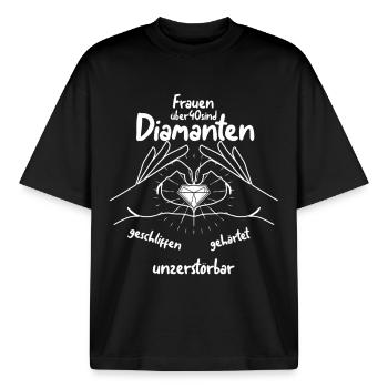 40. Geburtstag - Boxy Heavyweight Unisex Organic T-Shirt von Stanley/Stella - Schwarz - Vorne - AI Model Male 185 light (185cm) & AI Model Female 172 dark (172cm)