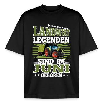 Landwirt Geburtstag Juni - Boxy Heavyweight Unisex Organic T-Shirt von Stanley/Stella - Schwarz - Vorne - AI Model Male 185 light (185cm) & AI Model Female 172 dark (172cm)