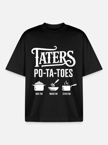 Taters Over Haters Potato - Boxy Heavyweight Unisex Organic T-Shirt by Stanley/Stella - black