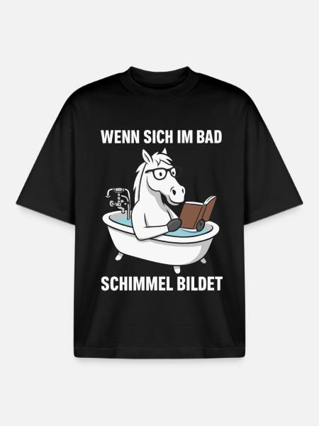 Badlesendes Pferd mit Schimmelwitz - Boxy Heavyweight Unisex Organic T-Shirt von Stanley/Stella - Schwarz