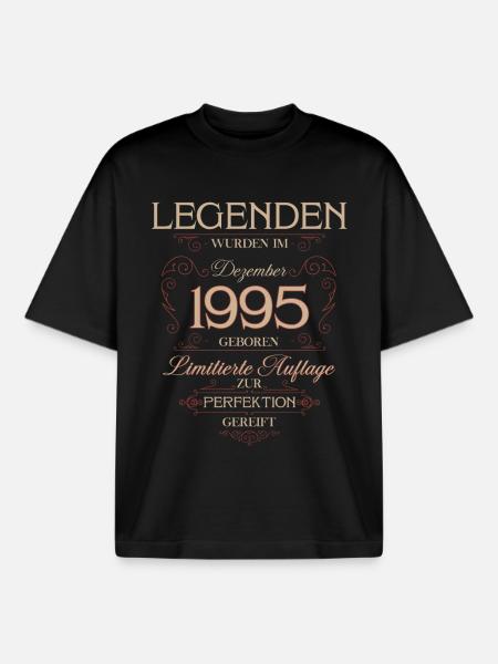 30th Birthday Legend December 1995 - Boxy Heavyweight Unisex Organic T-Shirt by Stanley/Stella - black