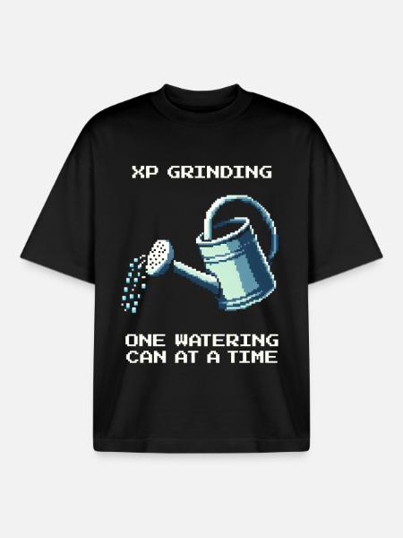 XP Grinding | Plant Care Leveling - Boxy Heavyweight Unisex Organic T-Shirt by Stanley/Stella - black