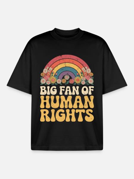 Big fan of human rights Social - Boxy Heavyweight Unisex Organic T-Shirt by Stanley/Stella - black